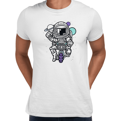 Astronaut on the bike in the Space Amazing Retro Vintage Crew Neck T-shirt & Tank Top - Kuzi Tees