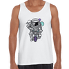 Astronaut on the bike in the Space Amazing Retro Vintage Crew Neck T-shirt & Tank Top - Kuzi Tees