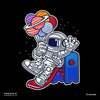 Space Astronaut On Slider Retro T-Shirt Amazing Vintage Crew Neck T-shirt & Tank Top - Kuzi Tees