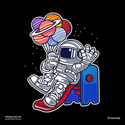 Space Astronaut On Slider Retro T-Shirt Amazing Vintage Crew Neck T-shirt & Tank Top - Kuzi Tees