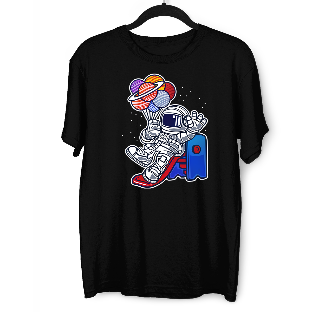 Space Astronaut On Slider Retro T-Shirt Amazing Vintage Crew Neck T-shirt & Tank Top - Kuzi Tees