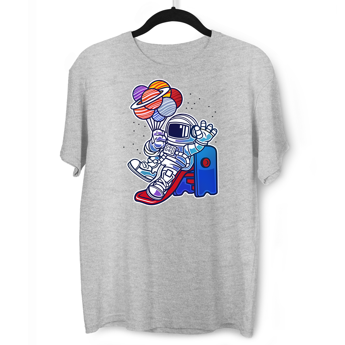 Space Astronaut On Slider Retro T-Shirt Amazing Vintage Crew Neck T-shirt & Tank Top - Kuzi Tees
