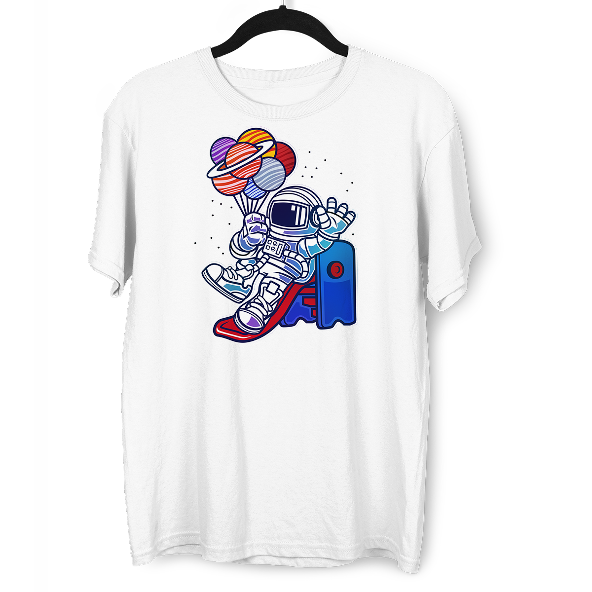 Space Astronaut On Slider Retro T-Shirt Amazing Vintage Crew Neck T-shirt & Tank Top - Kuzi Tees