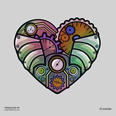 Steampunk Heart Crew Neck T-shirt & Tank Top - Kuzi Tees