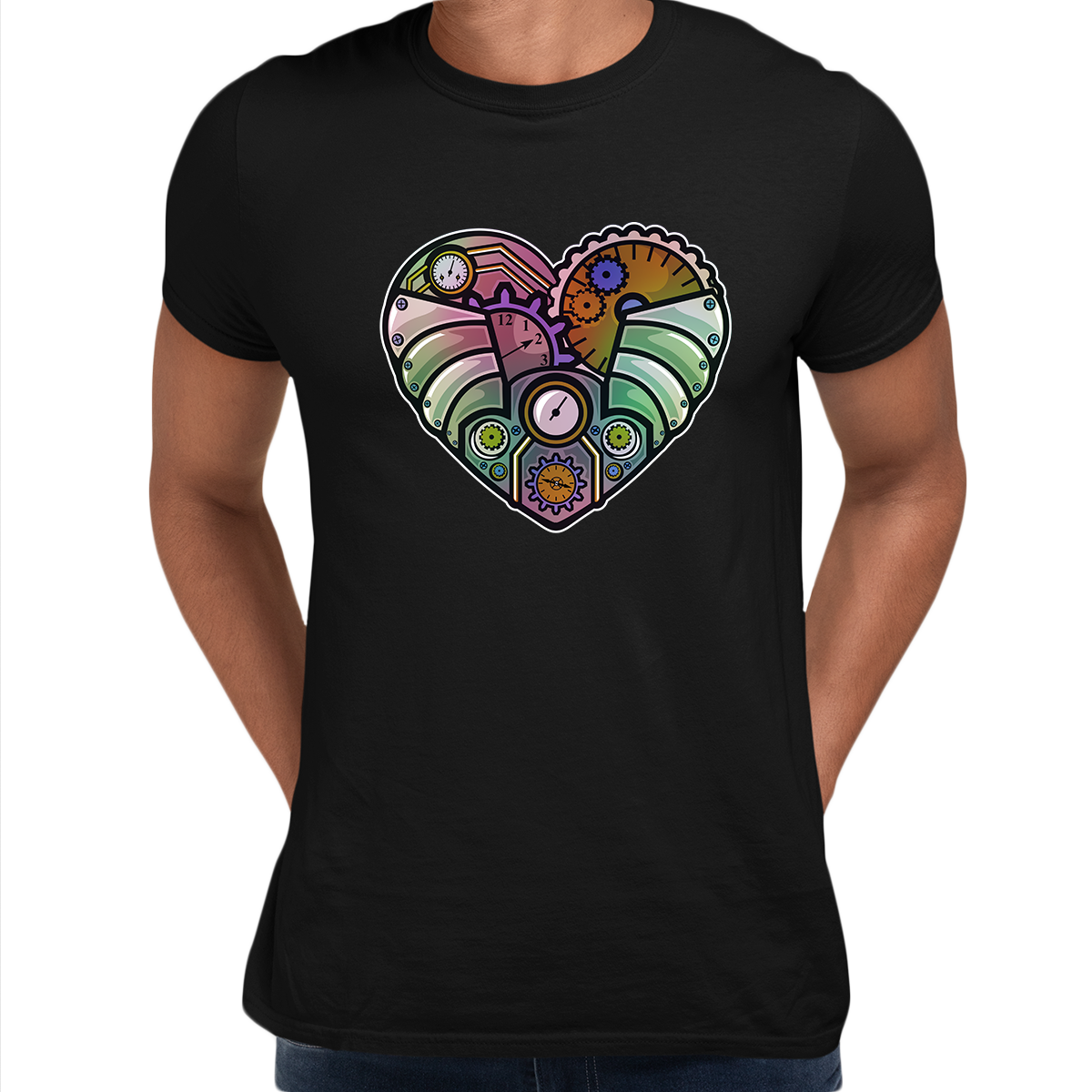 Steampunk Heart Crew Neck T-shirt & Tank Top - Kuzi Tees