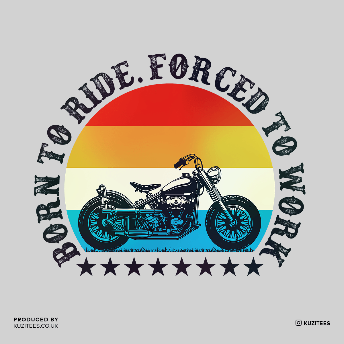 Born to Ride - Forced To Work Crew Neck T-shirt & Tank Top - Kuzi Tees