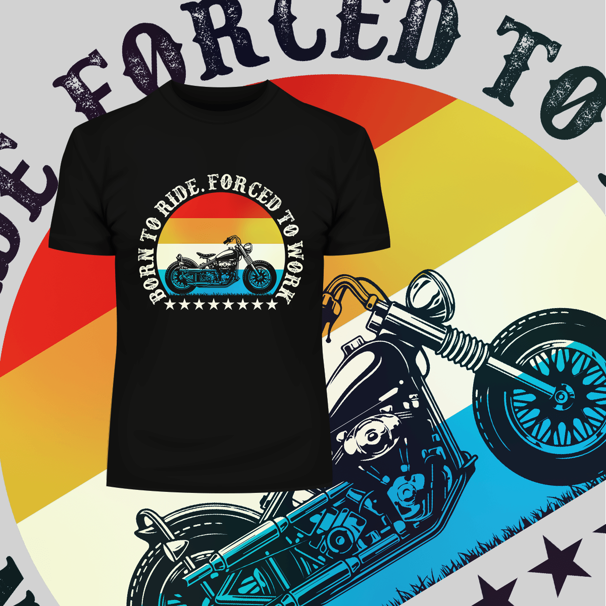 Born to Ride - Forced To Work Crew Neck T-shirt & Tank Top - Kuzi Tees