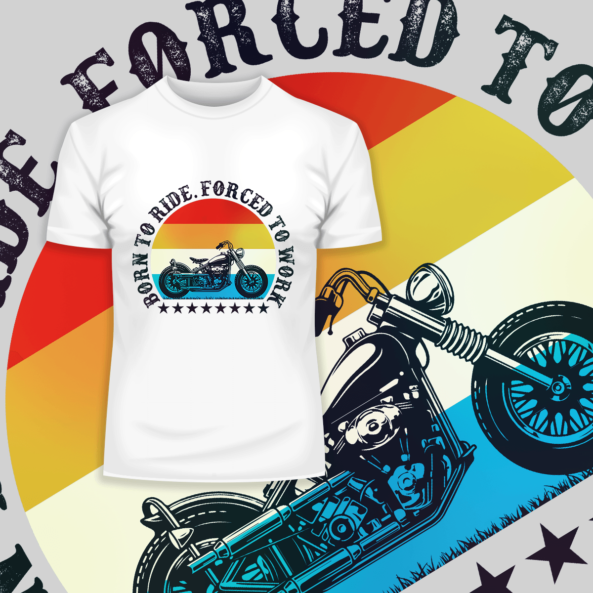 Born to Ride - Forced To Work Crew Neck T-shirt & Tank Top - Kuzi Tees