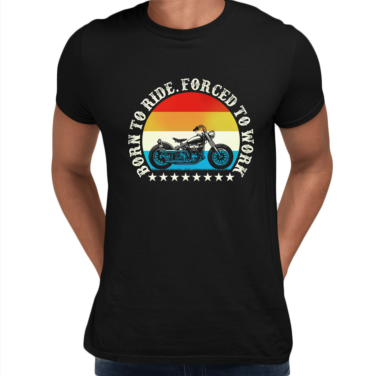 Born to Ride - Forced To Work Crew Neck T-shirt & Tank Top - Kuzi Tees