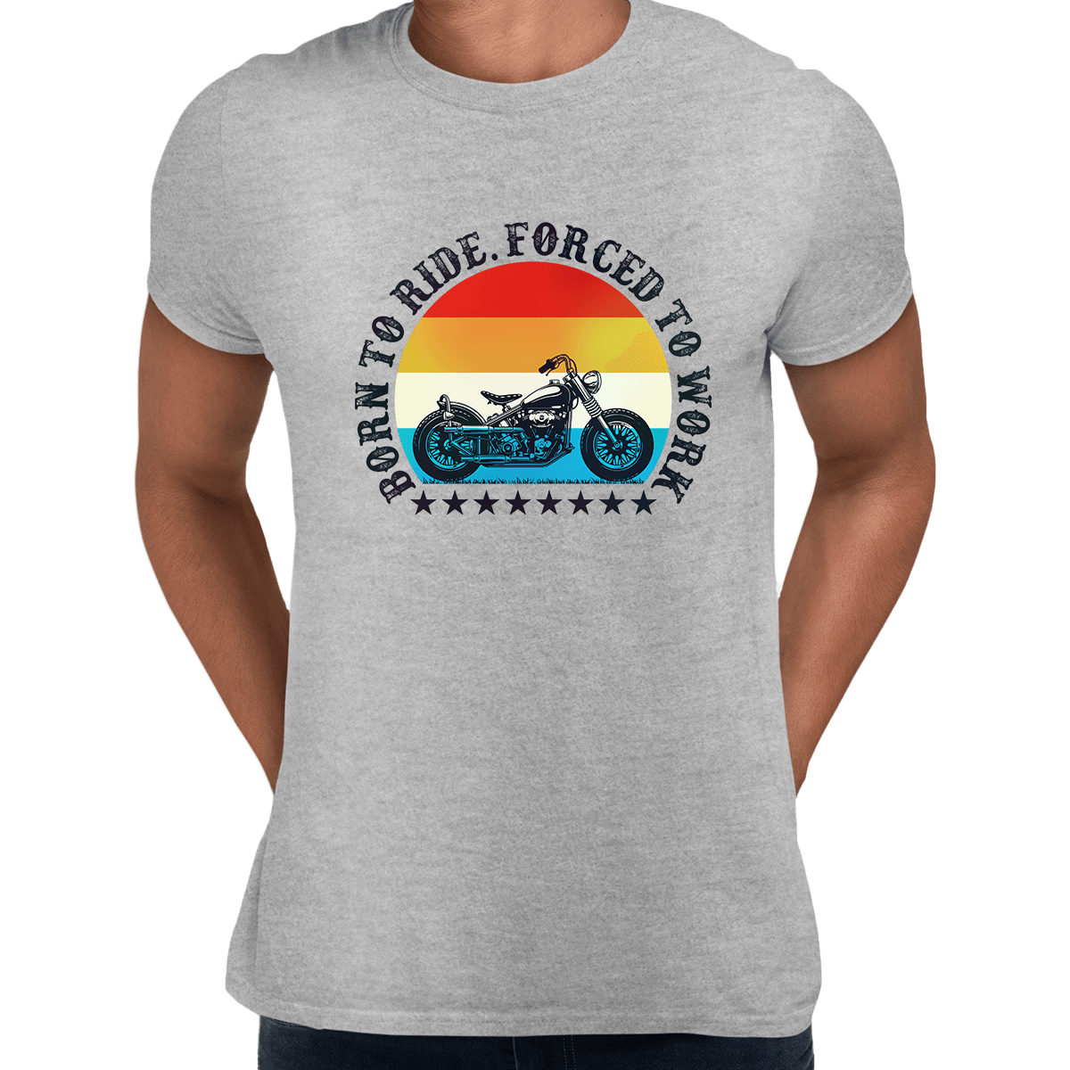 Born to Ride - Forced To Work Crew Neck T-shirt & Tank Top - Kuzi Tees