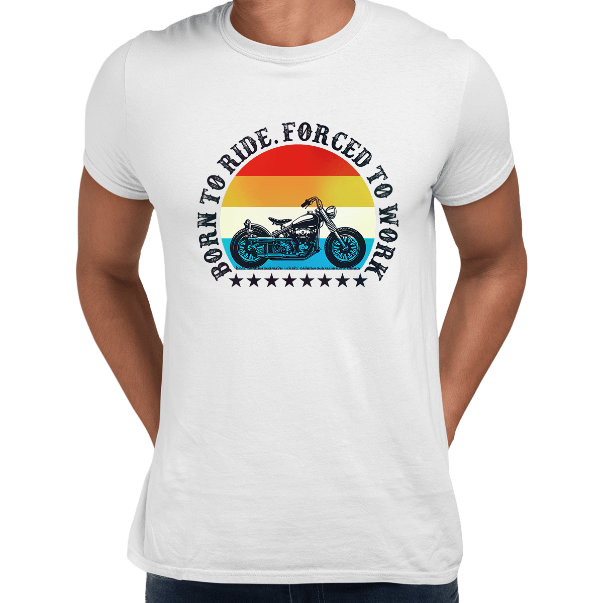 Born to Ride - Forced To Work Crew Neck T-shirt & Tank Top - Kuzi Tees