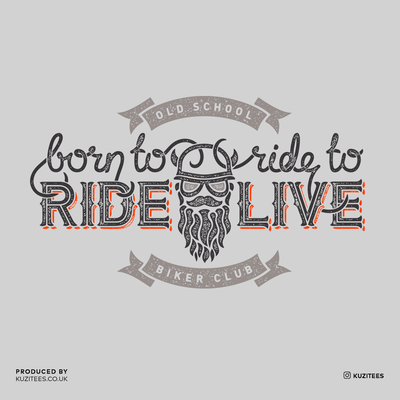 Beard Harley Biker Born to ride, ride to live Crew Neck T-shirt & Tank Top - Kuzi Tees