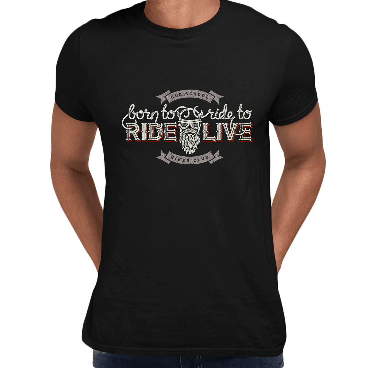 Beard Harley Biker Born to ride, ride to live Crew Neck T-shirt & Tank Top - Kuzi Tees