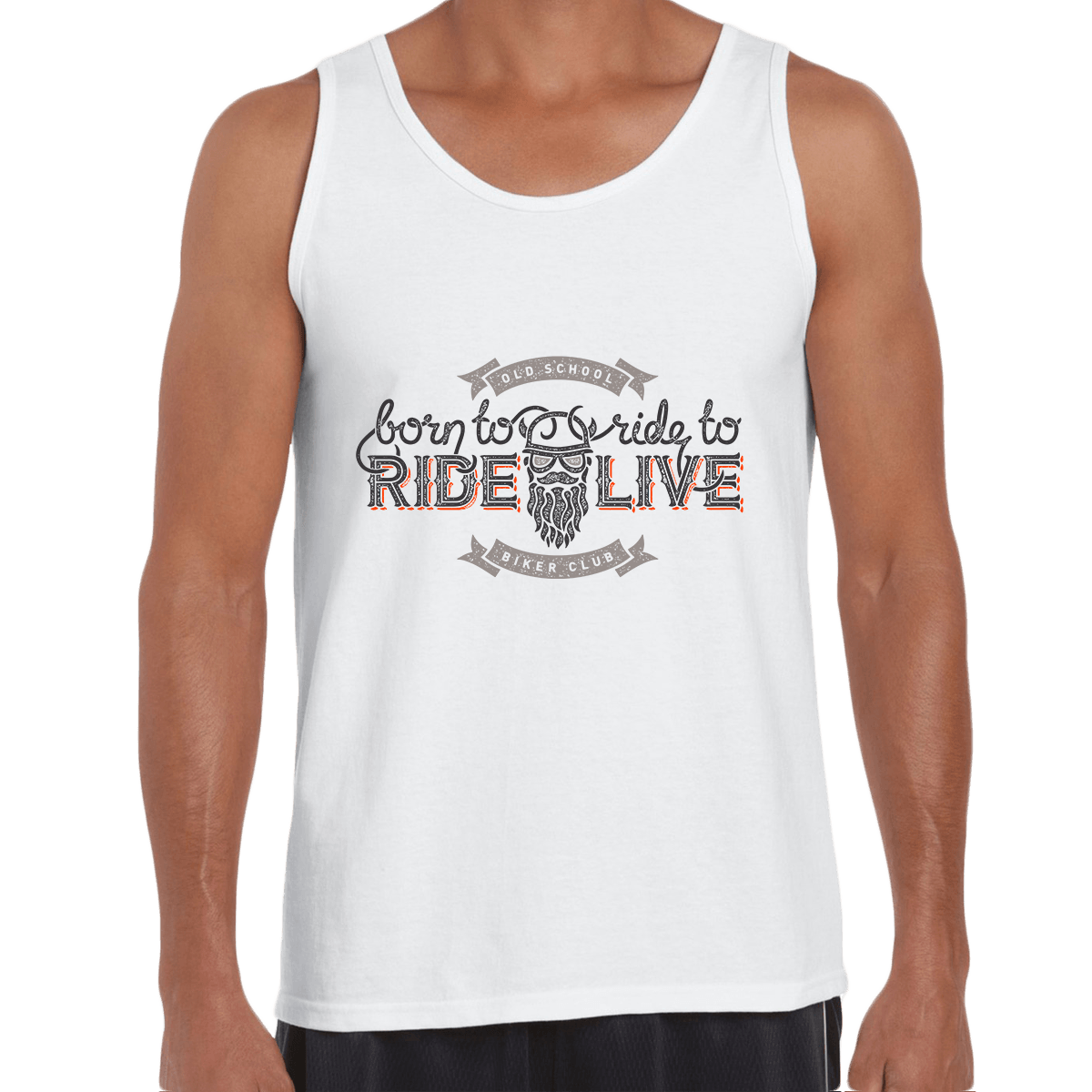Beard Harley Biker Born to ride, ride to live Crew Neck T-shirt & Tank Top - Kuzi Tees