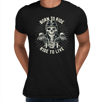 Day of the Dead Dia de los Muertos Mexican skeleton on a bike Born to ride - Kuzi Tees