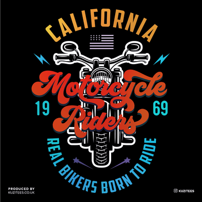 California Motorcycle Riders Real Bikers Born to Ride 1969 - Kuzi Tees