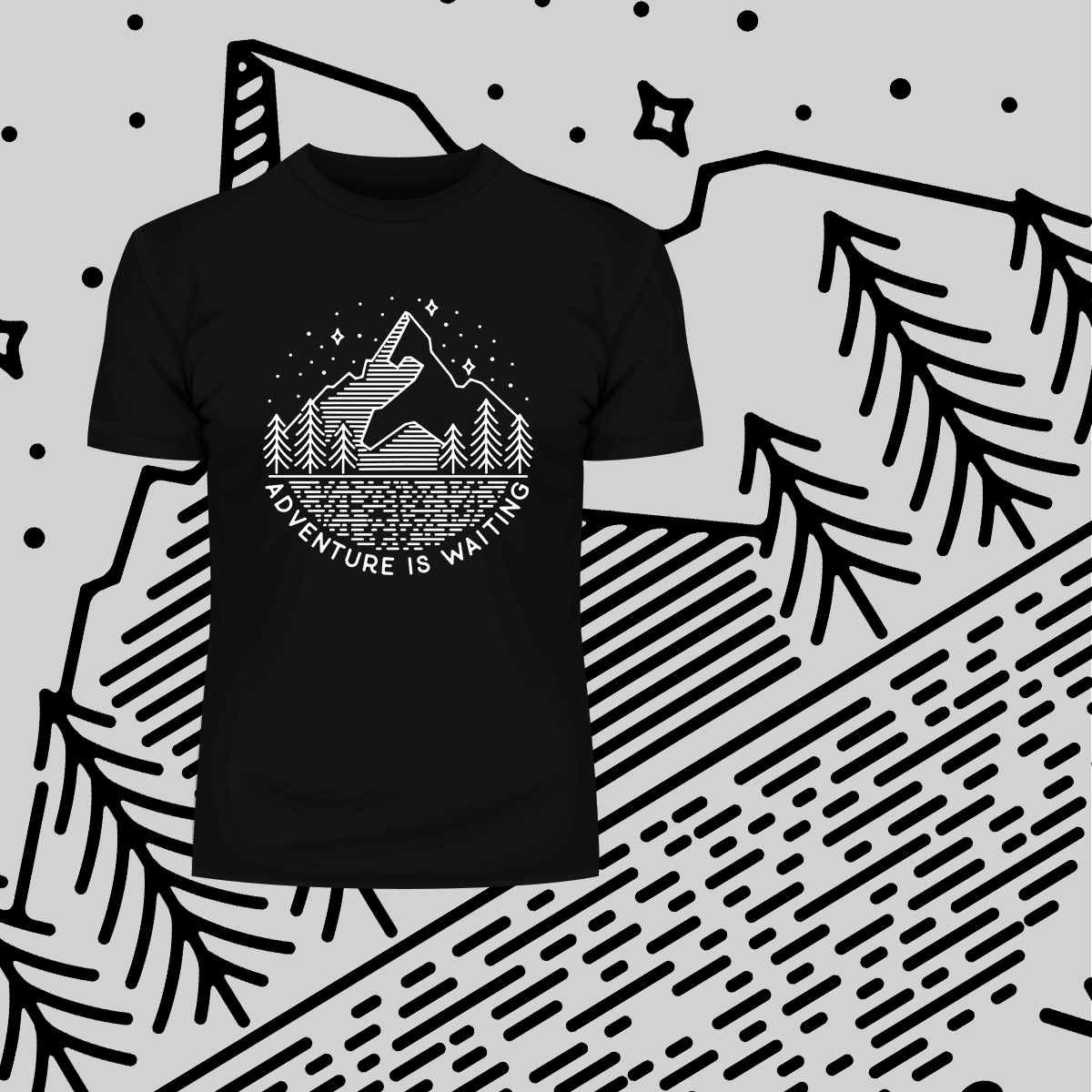 Adventure is Waiting Outdoor Minimal design T-shirt - Kuzi Tees