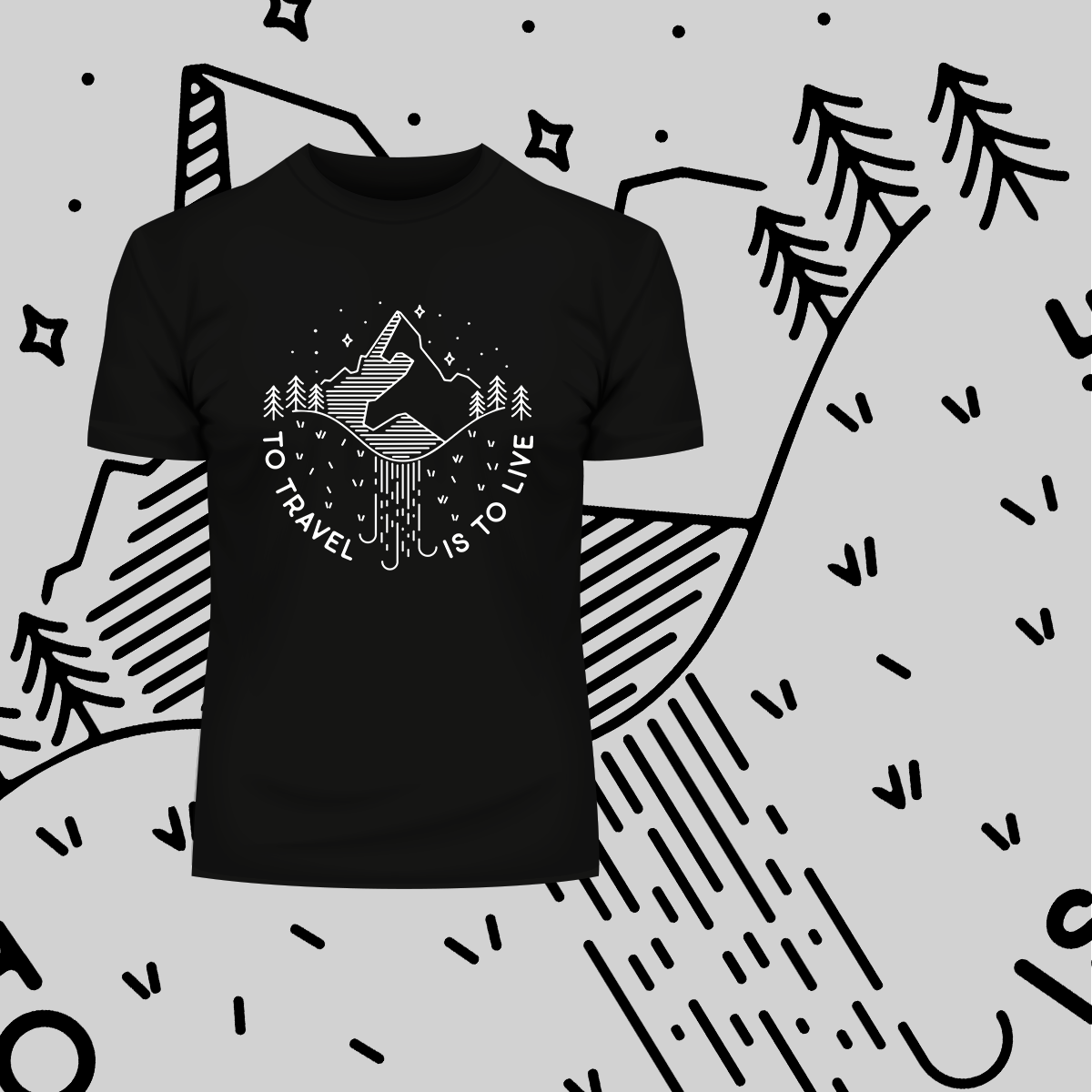 To Travel is To Live Great Outdoors Minimal Tracking Mountain Tee - Kuzi Tees
