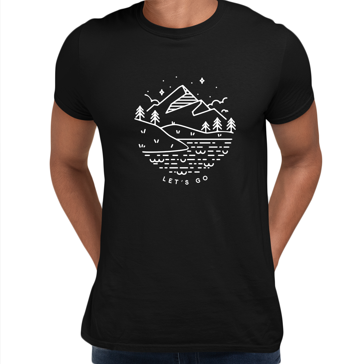 Lets go Great Outdoors Mountains Rivers Minimal Design - Kuzi Tees