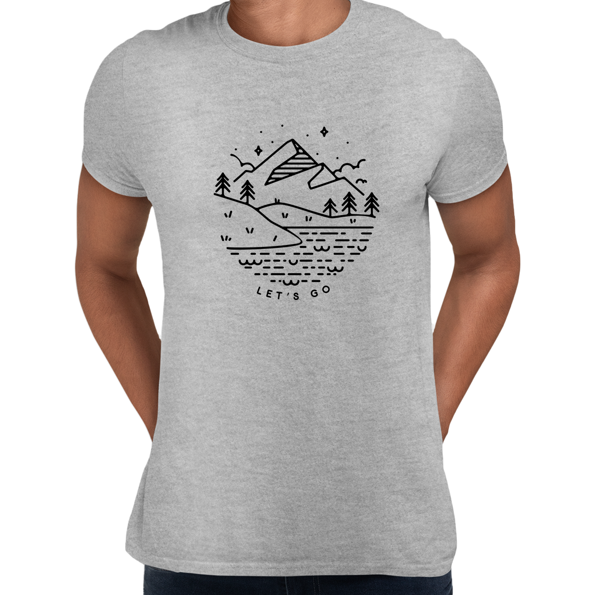 Lets go Great Outdoors Mountains Rivers Minimal Design - Kuzi Tees