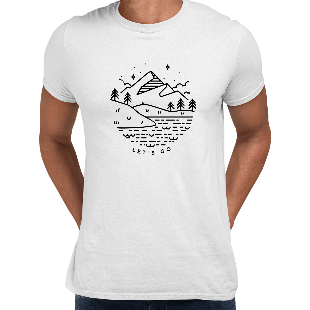 Lets go Great Outdoors Mountains Rivers Minimal Design - Kuzi Tees