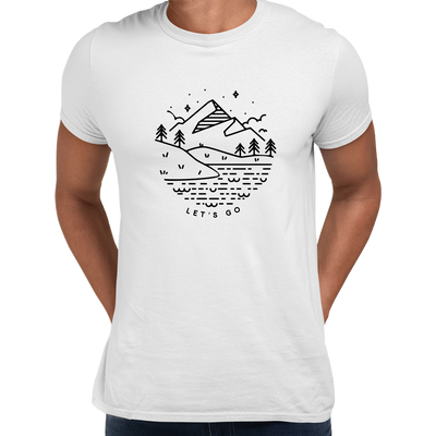 Lets go Great Outdoors Mountains Rivers Minimal Design - Kuzi Tees