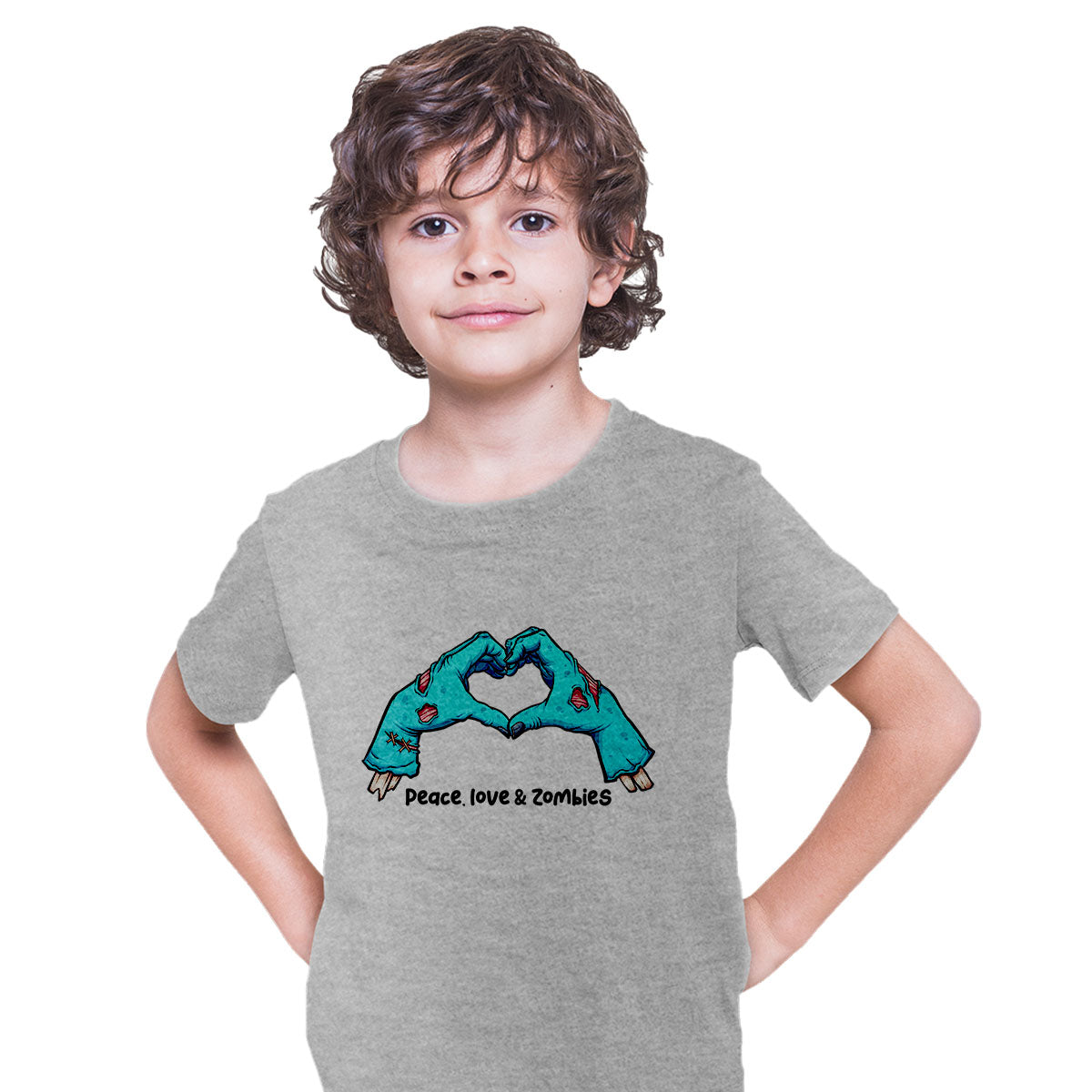 Peace, Love & Zombies Amazing festive Halloween T-shirt for Kids - Kuzi Tees