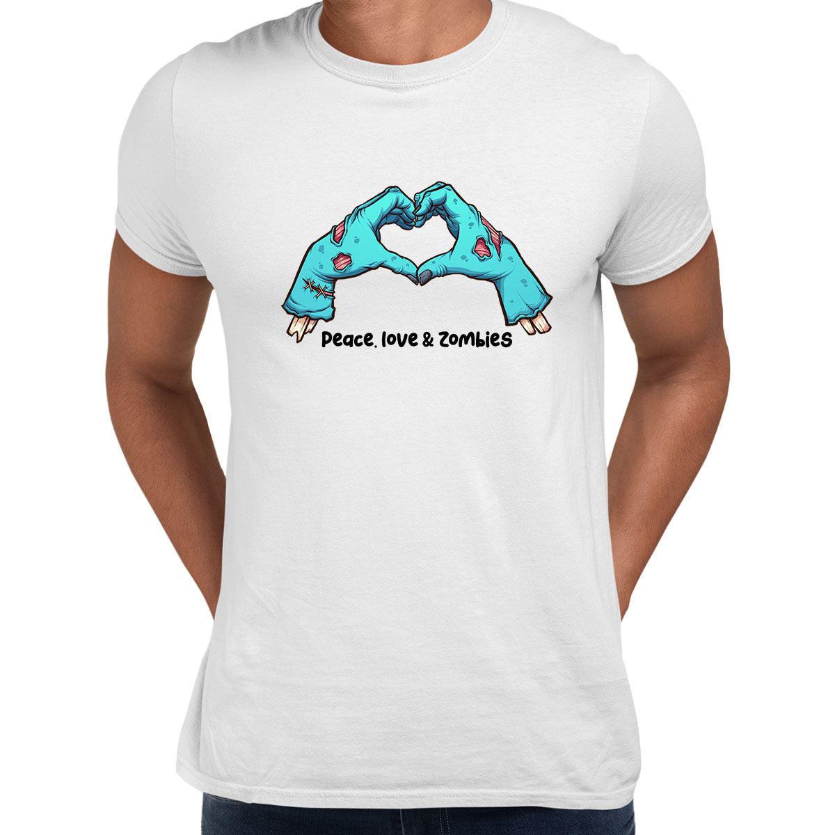Peace, Love & Zombies Amazing festive Halloween Unisex T-shirt - Kuzi Tees