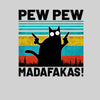PEW PEW MAD... Vintage Funny T-Shirt Cat Retro Kitten Xmas Gift T-shirt for Kids - Kuzi Tees