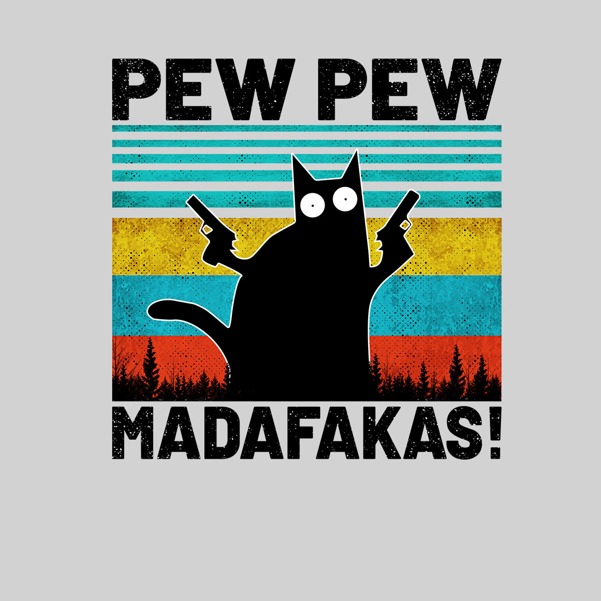 PEW PEW MAD... Vintage Funny T-Shirt Cat Retro Kitten Xmas Gift T-shirt for Kids - Kuzi Tees