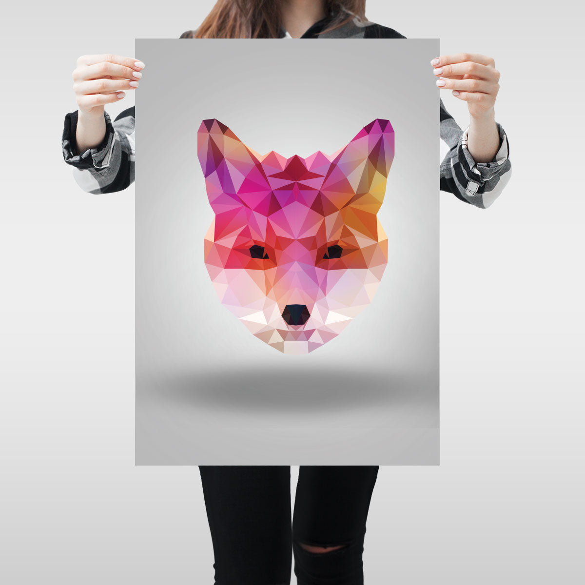 Low Poly Fox Geometric Print Poster Wall Art Triangular Abstract Unique Design - Kuzi Tees
