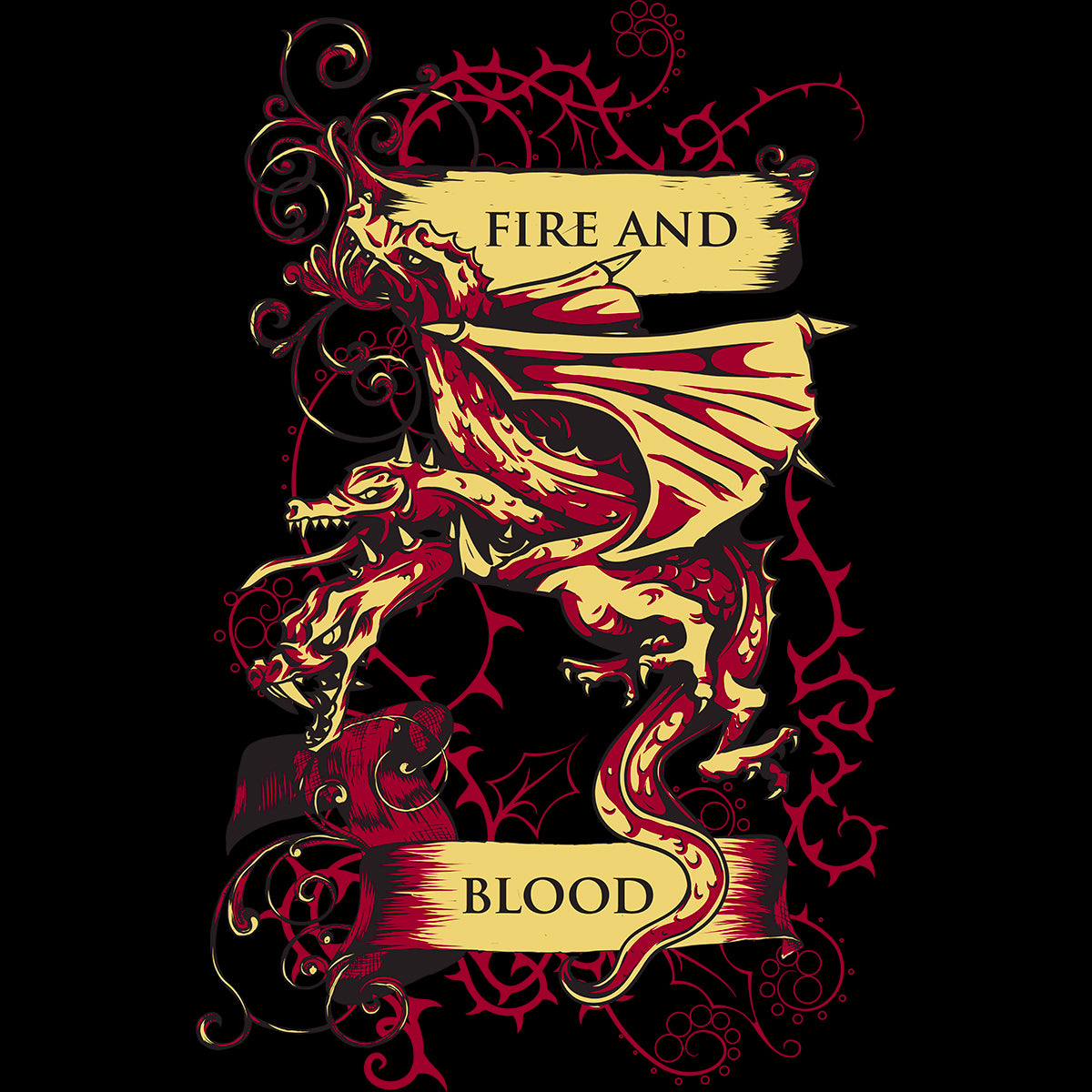 Pop Culture T-Shirt Game of Thrones - Fire And Blood - Kuzi Tees