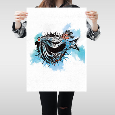 Puff Fish Canvas Print Digital Unique Original A2 Wall Art Modern Decors Kitchen - Kuzi Tees