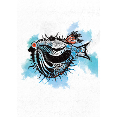Puff Fish Canvas Print Digital Unique Original A2 Wall Art Modern Decors Kitchen - Kuzi Tees