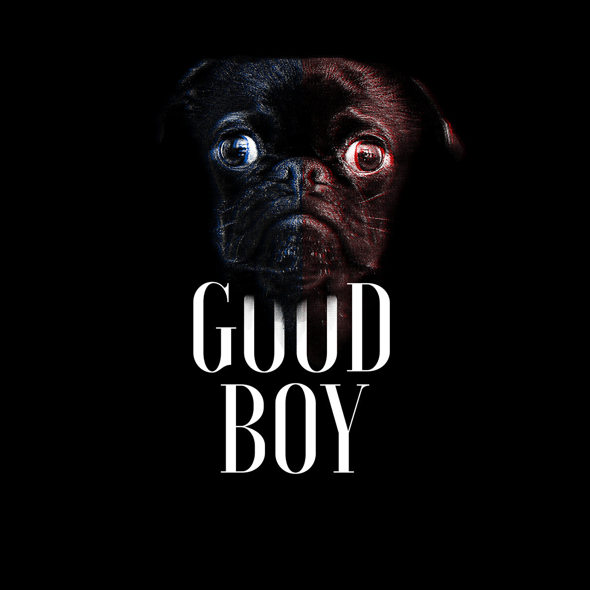 Puppy Love Rules The World -  Halftone Animal Good Boy T-Shirt - Kuzi Tees