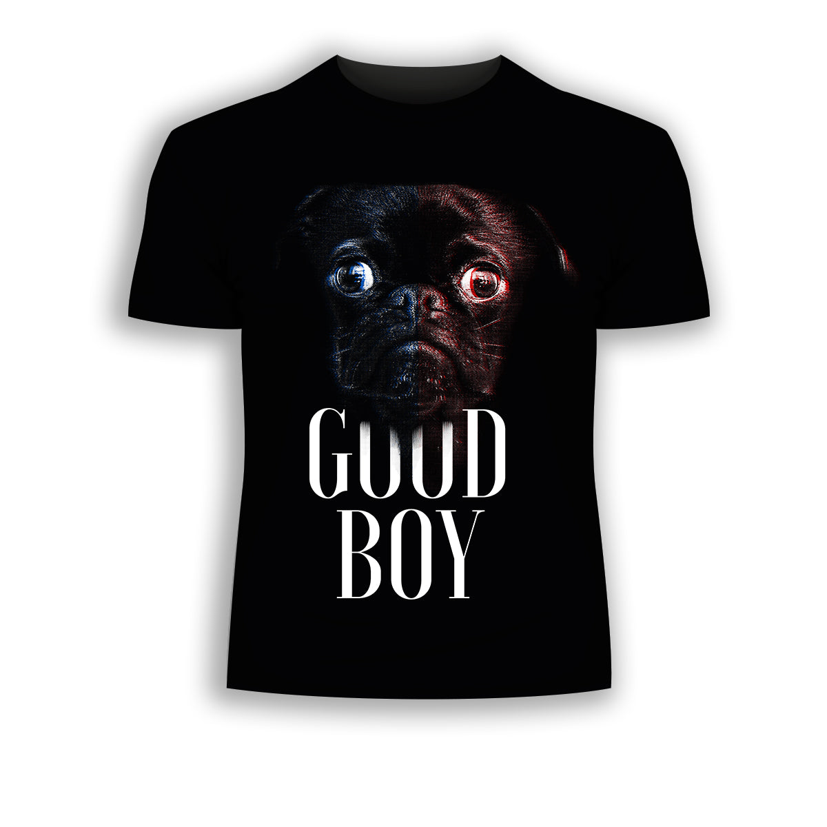 Puppy Love Rules The World -  Halftone Animal Good Boy T-Shirt - Kuzi Tees