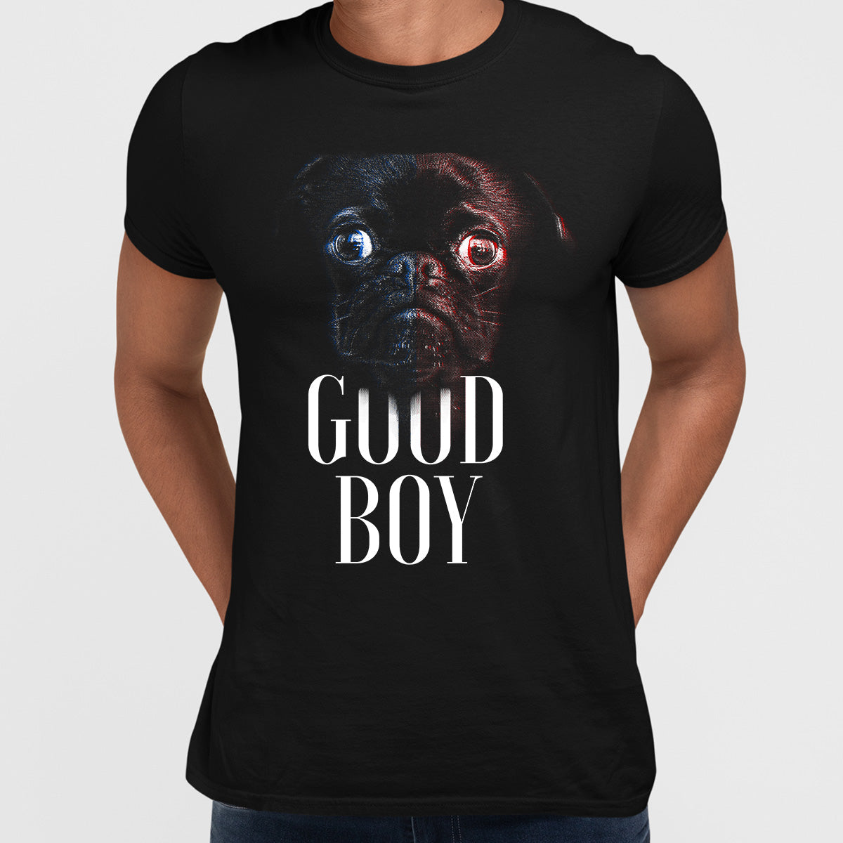 Puppy Love Rules The World -  Halftone Animal Good Boy T-Shirt - Kuzi Tees