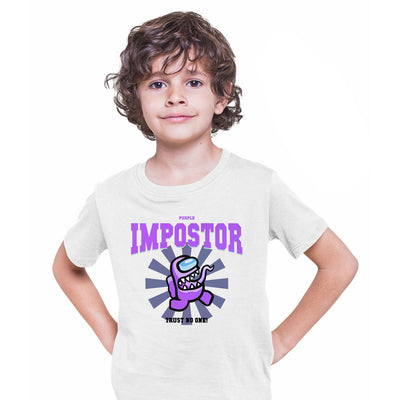 Purple Impostor Among Us Gamer Funny Trust No One T-shirt for Kids - Kuzi Tees
