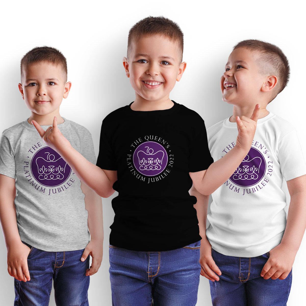 Queen Platinum Jubilee T-shirt 2022 Royal Crown T-shirt for Kids - Kuzi Tees
