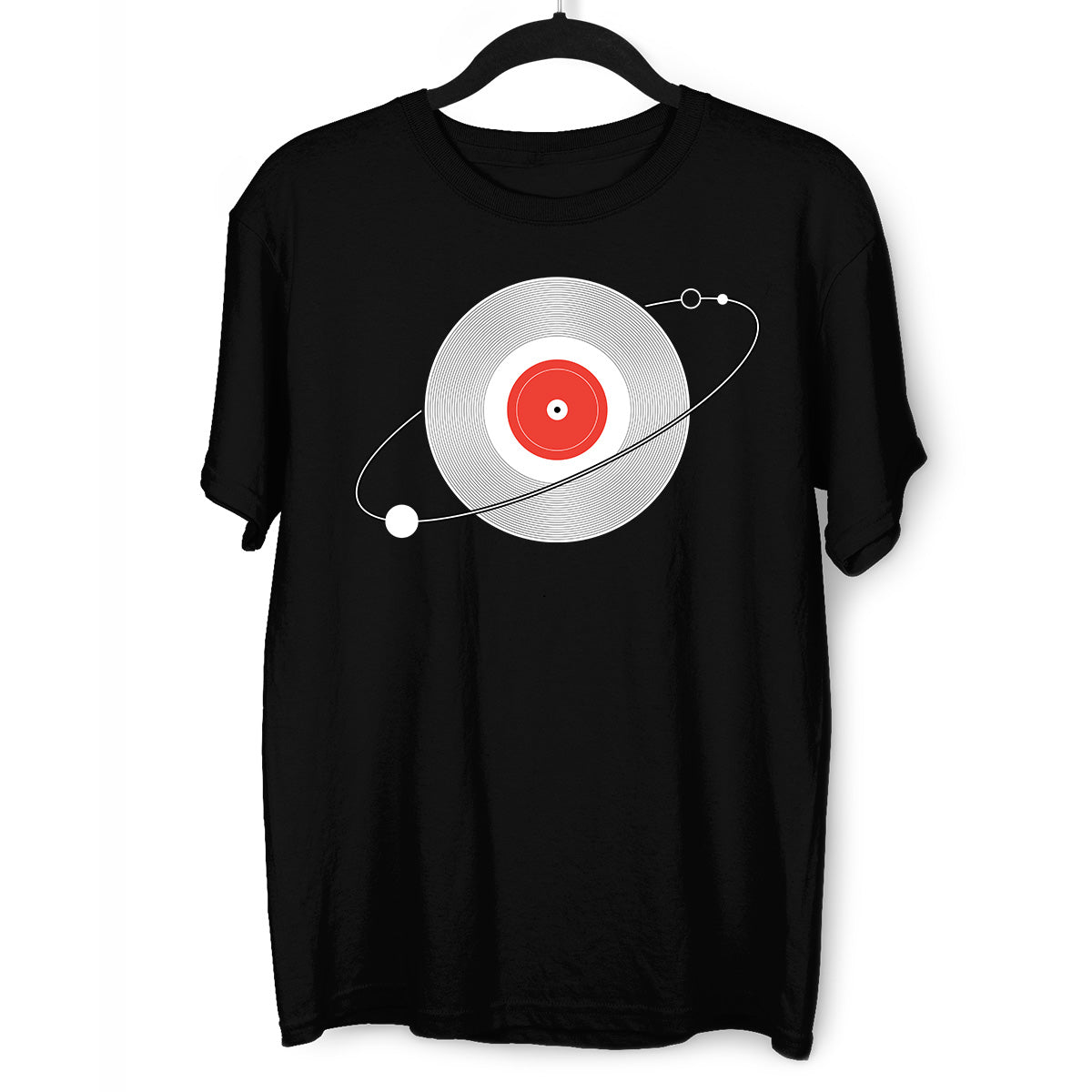 Old Fashioned Nostalgia Vinyl Record with The Planets Minimal Art T-shirt - Kuzi Tees