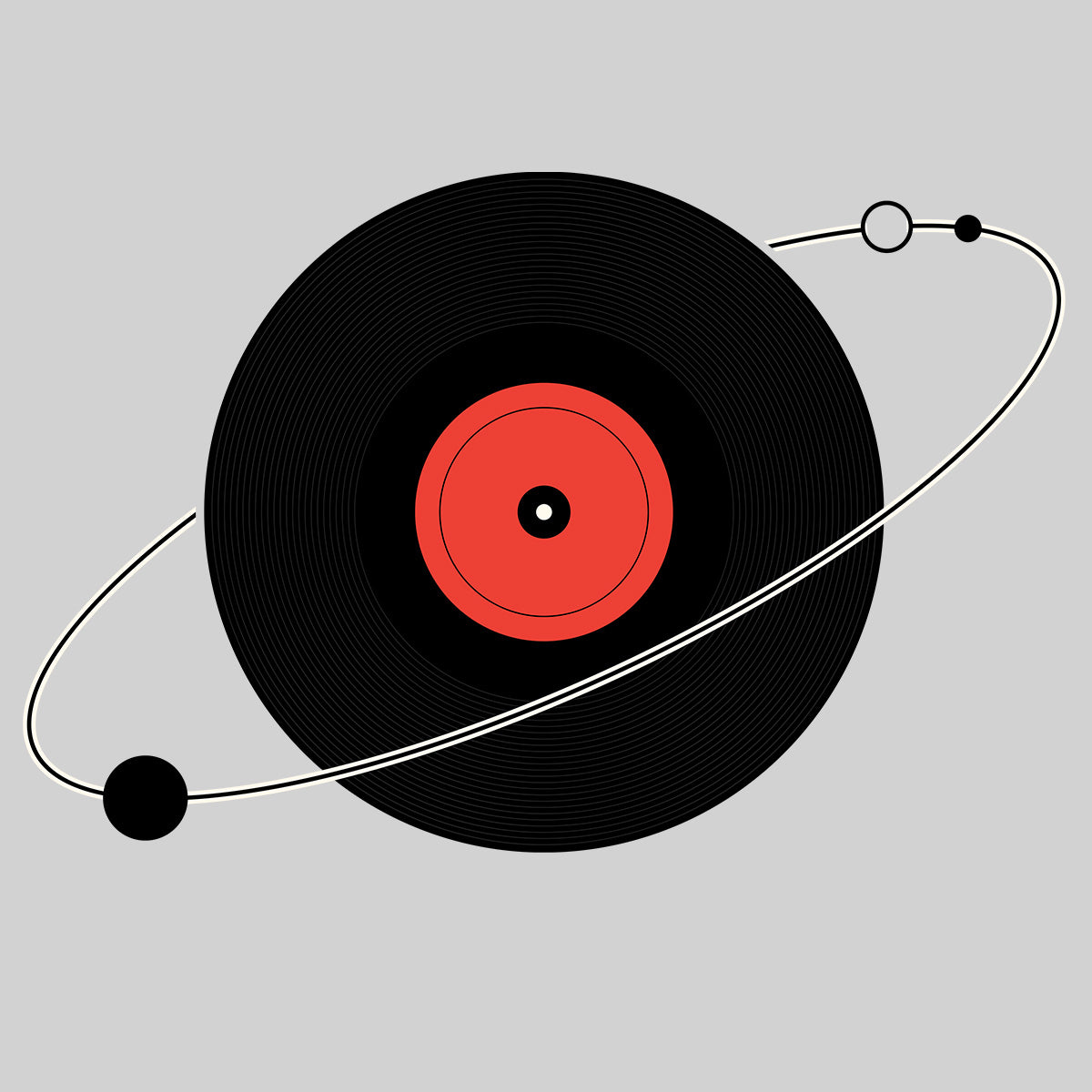 Old Fashioned Nostalgia Vinyl Record with The Planets Minimal Art T-shirt - Kuzi Tees