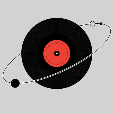 Old Fashioned Nostalgia Vinyl Record with The Planets Minimal Art T-shirt - Kuzi Tees