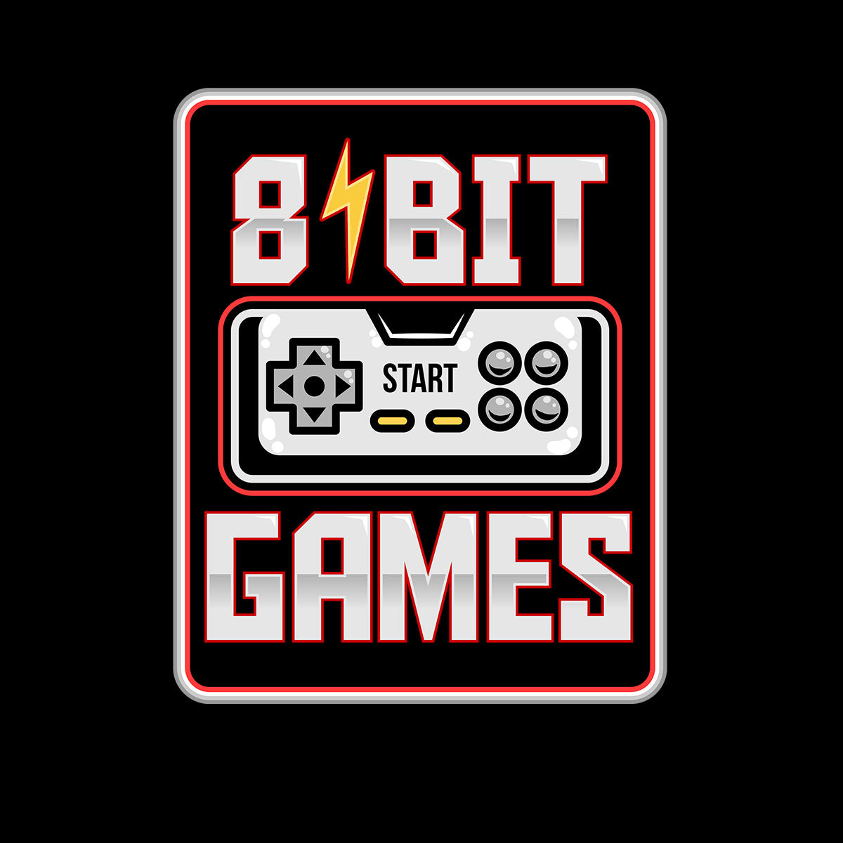Retro Game 80's Collection Seven 8 Bit games Typography Unisex T-shirt - Kuzi Tees