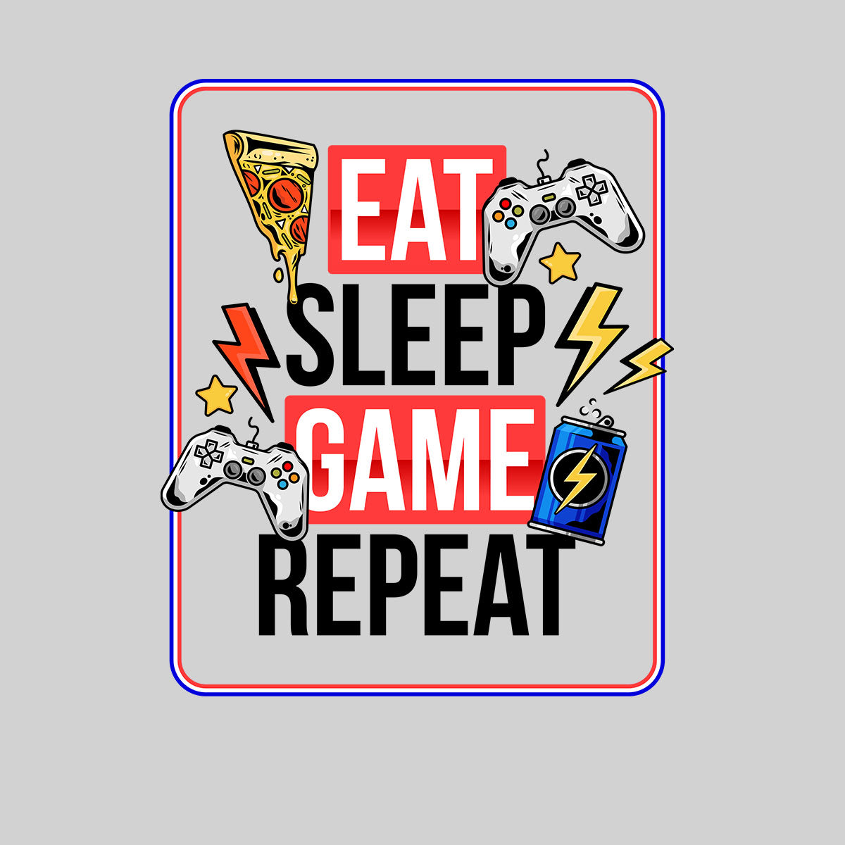 Retro Game 80's Collection Two Eat Sleep Repeat Typography Unisex T-shirt - Kuzi Tees