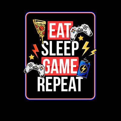 Retro Game 80's Collection Two Eat Sleep Repeat Typography Unisex T-shirt - Kuzi Tees