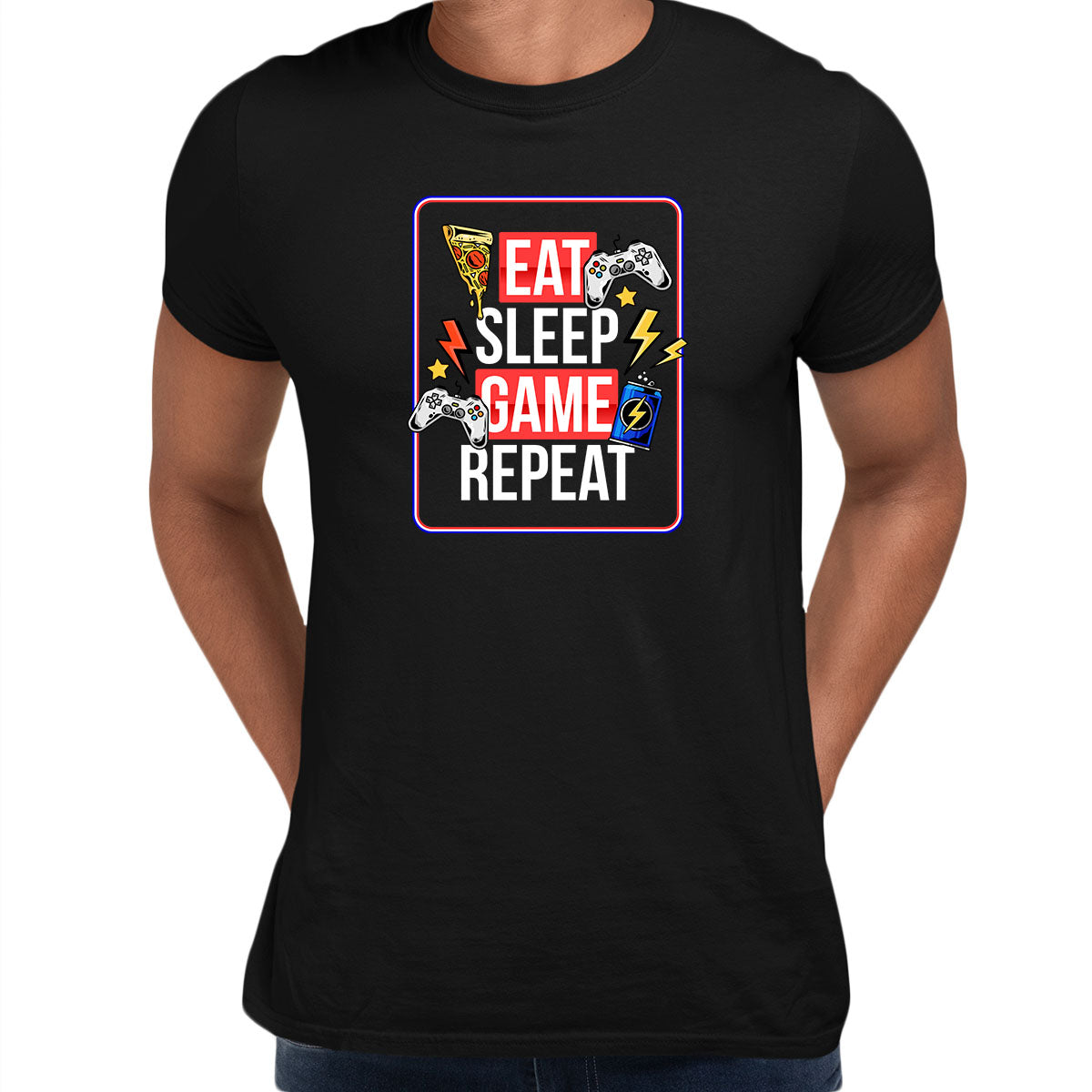 Retro Game 80's Collection Two Eat Sleep Repeat Typography Unisex T-shirt - Kuzi Tees