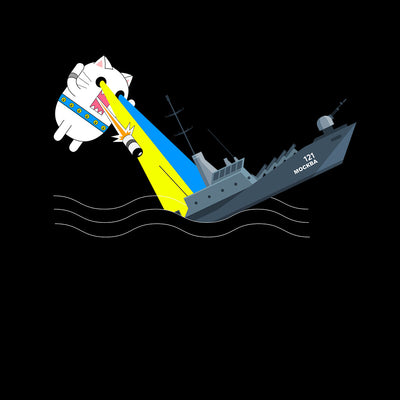 Moskva Warship Sinks by Cat Attack Funny Kids T-shirt - Kuzi Tees