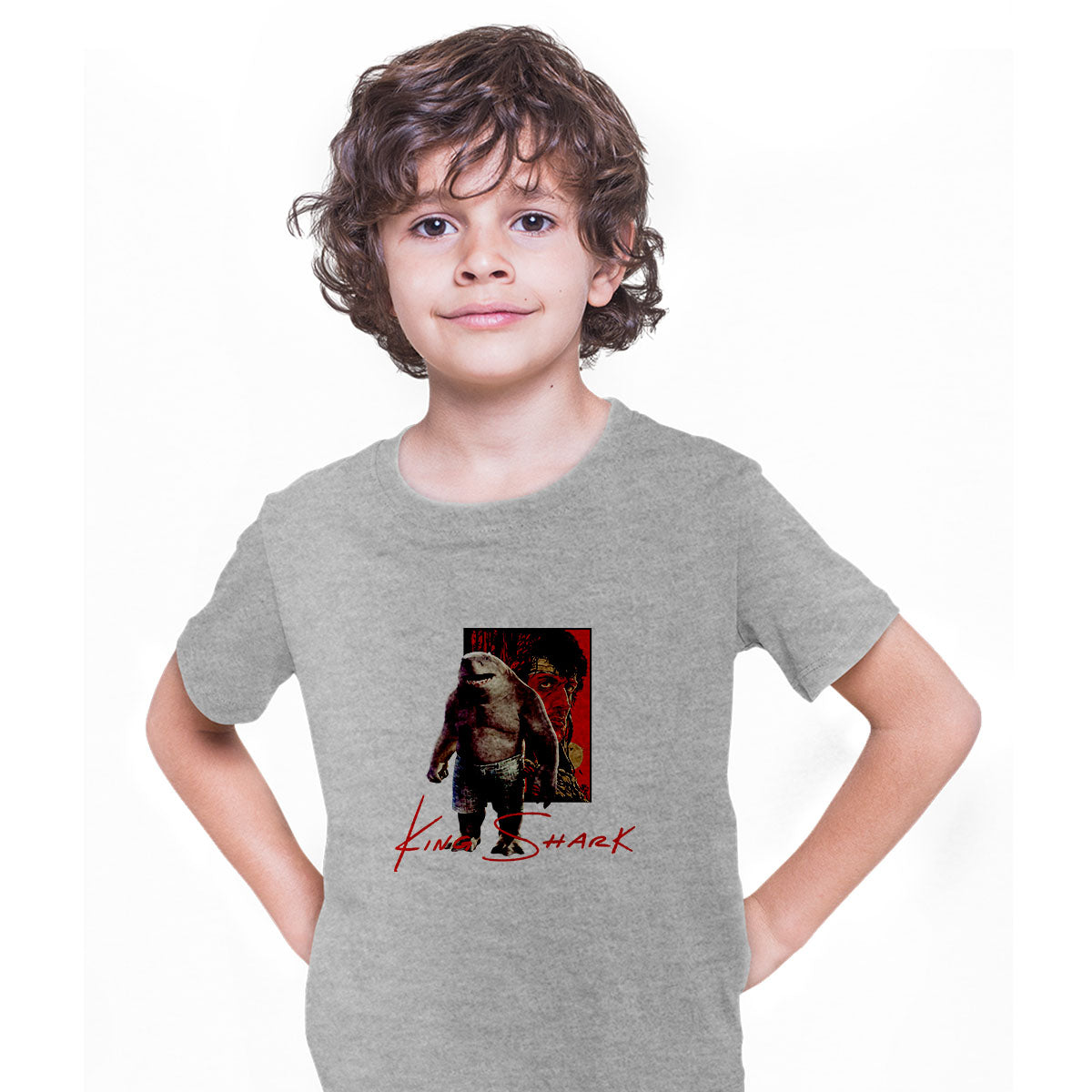 Sylvester Stallone Rambo King Shark Funny Movie T-shirt for Kids - Kuzi Tees