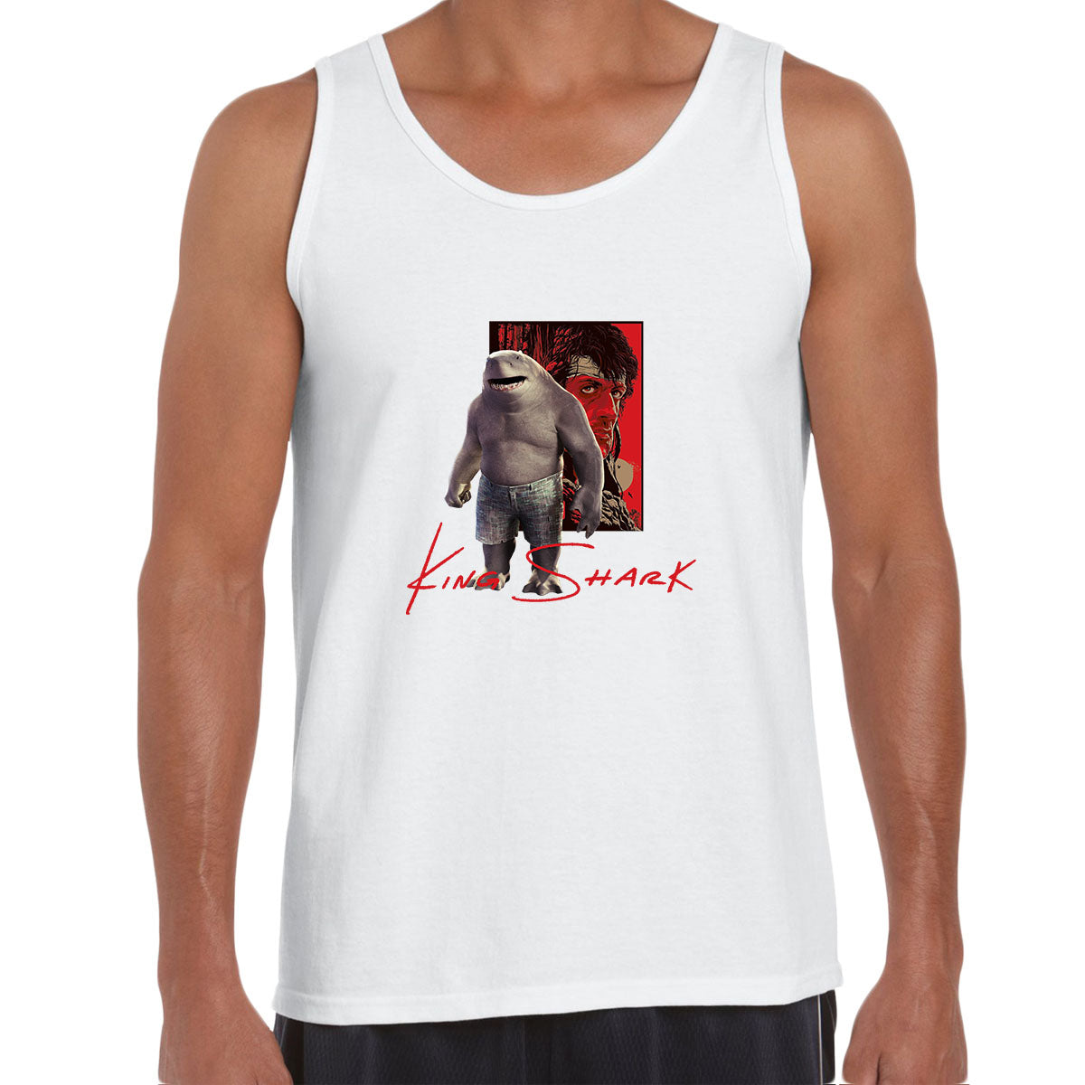 Sylvester Stallone Rambo King Shark Funny Movie Unisex Tank Top - Kuzi Tees