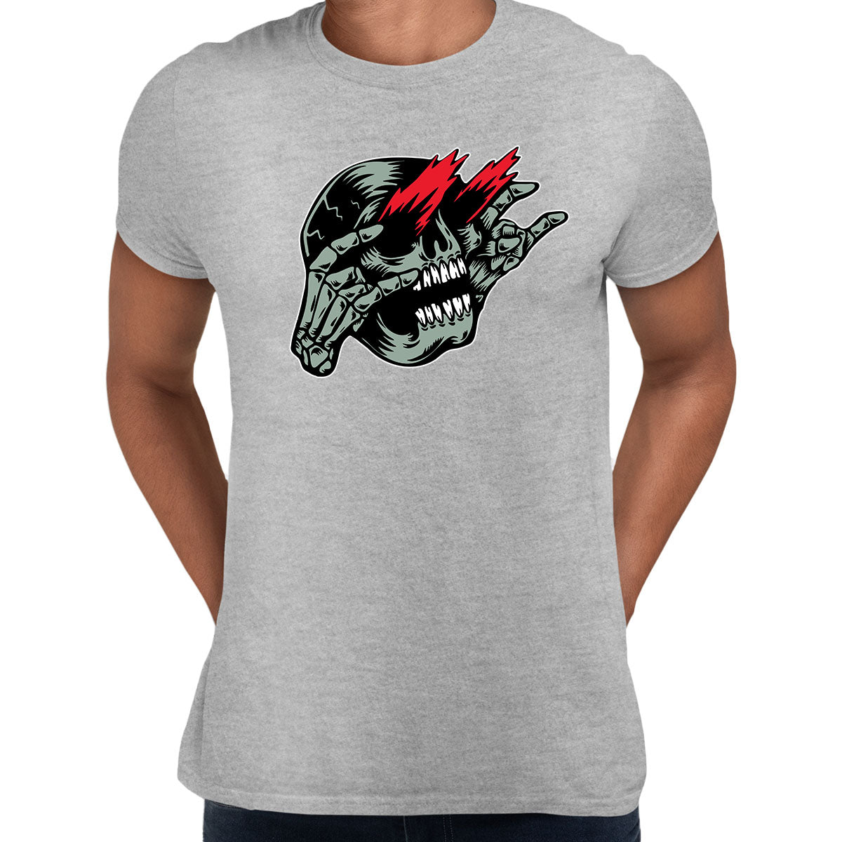 Skull Rockstar T-Shirt Gothic Dark Funny Novelty Metal Men's Unisex T-shirt - Kuzi Tees